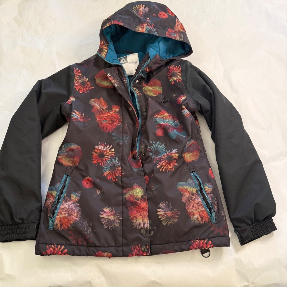 Aperture Technical Outerwear 10000 mm Black Floral Print‎ Ski Snowboard Jacket S